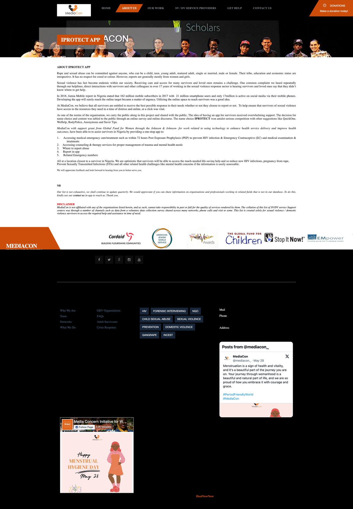Benchmark research: international reference iPROTECT app for survivors of sexual violence